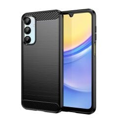 Microcase Samsung Galaxy A16 ile Uyumlu Brushed Carbon Fiber Silikon Kılıf - Siyah AL3332