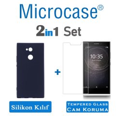 Sony Xperia L2 Premium Matte Silikon Kılıf + Tempered Glass Cam