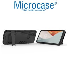 Microcase OnePlus Nord N100 Alfa Armor Standlı Perfect Koruma Kılıf Siyah