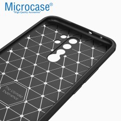 Microcase Xiaomi Redmi 9 Brushed Carbon Fiber Silikon TPU Kılıf - Siyah