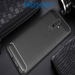 Microcase Xiaomi Redmi 9 Brushed Carbon Fiber Silikon TPU Kılıf - Siyah