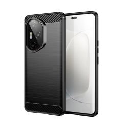 Microcase Honor 300 ile Uyumlu Brushed Carbon Fiber Silikon Kılıf - Siyah AL3332
