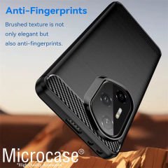 Microcase Honor 300 ile Uyumlu Brushed Carbon Fiber Silikon Kılıf - Siyah AL3332