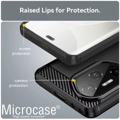 Microcase Honor 300 ile Uyumlu Brushed Carbon Fiber Silikon Kılıf - Siyah AL3332