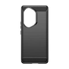 Microcase Honor 300 ile Uyumlu Brushed Carbon Fiber Silikon Kılıf - Siyah AL3332