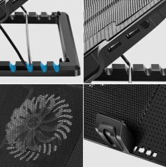 Microcase Yükseklik Ayarlı Notebook Laptop Soğutucu Stand Tek Fan - AL3495