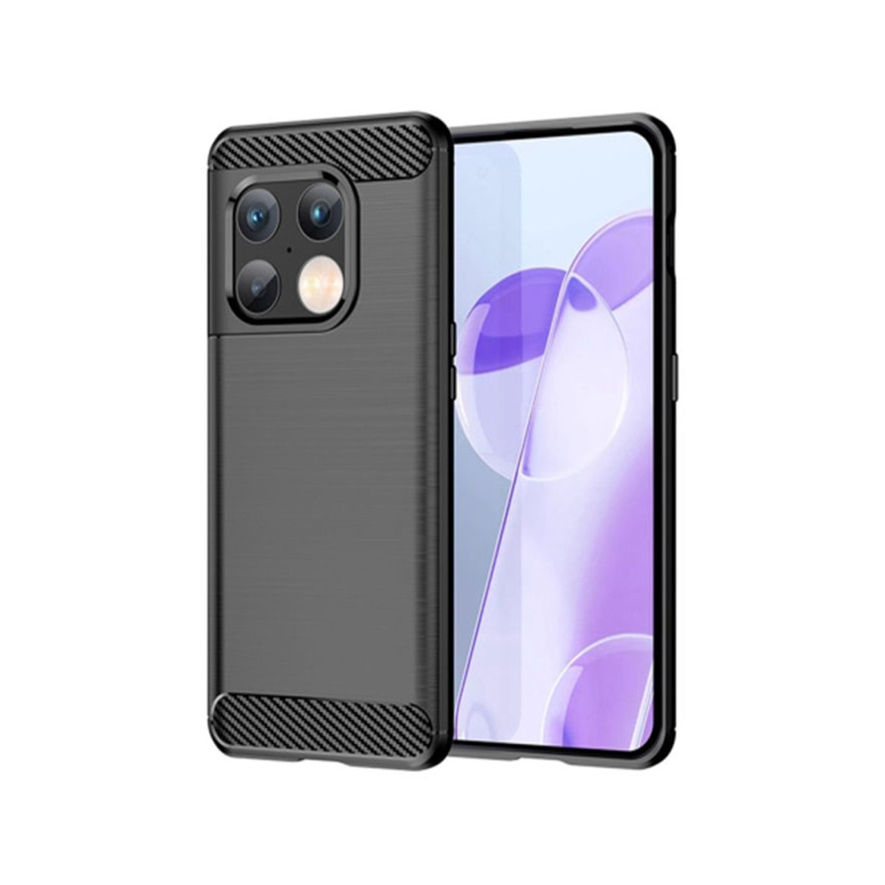 Microcase Oneplus 10 Pro Brushed Carbon Fiber Silikon Kılıf - Siyah