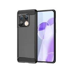 Microcase Oneplus 10 Pro Brushed Carbon Fiber Silikon Kılıf - Siyah