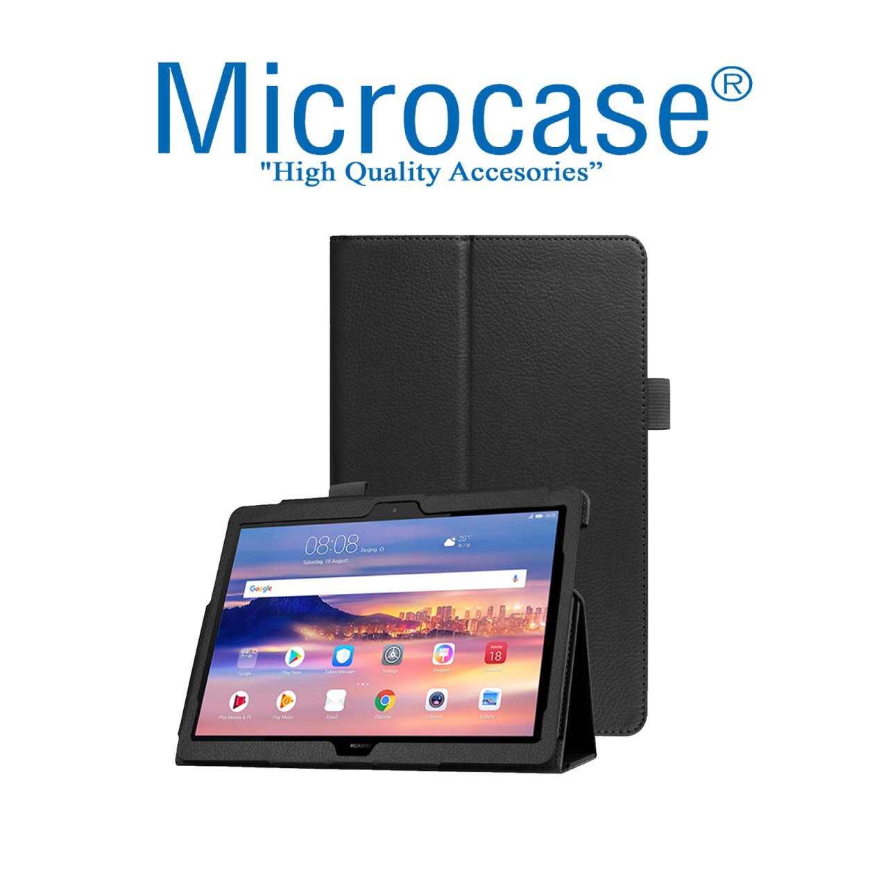 Huawei Matepad T8 8 inch Standlı Deri Kılıf Book Case Siyah