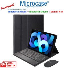 Microcase iPad Air 5. Nesil 10.9 Yuvarlak Tuş Bluetooth Touchpad Klavye+Mouse+Standlı Kılıf YKK4