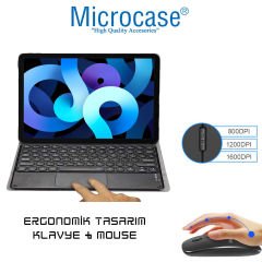 Microcase iPad Air 5. Nesil 10.9 Yuvarlak Tuş Bluetooth Touchpad Klavye+Mouse+Standlı Kılıf YKK4