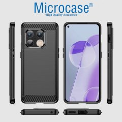 Microcase Oneplus 10 Pro Brushed Carbon Fiber Silikon Kılıf - Siyah