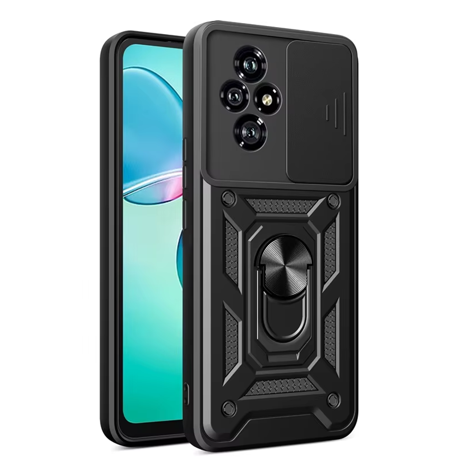 Microcase Honor 200 QUBEC Serisi Kamera Kapaklı Yüzük Standlı Kılıf-AL5117