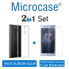 Sony Xperia XA2 Ultra İnce 0.2 mm ince Soft Silikon Kılıf + Cam