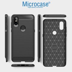 Xiaomi Mi Mix 3 Brushed Carbon Fiber Silikon Kılıf + Ekran Koruma