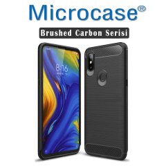 Xiaomi Mi Mix 3 Brushed Carbon Fiber Silikon Kılıf + Ekran Koruma