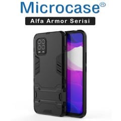 Microcase Xiaomi Mi 10 Lite - Mi 10 Youth 5G Alfa Armor Standlı Perfect Koruma Kılıf Siyah