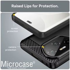 Microcase Honor 300 Ultra ile Uyumlu Brushed Carbon Fiber Silikon Kılıf - Siyah AL3332