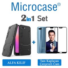 Huawei Honor 10 Alfa Armor Kılıf + Tam Kaplayan Cam