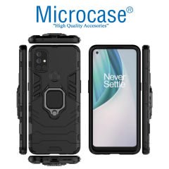 Microcase Oneplus Nord N100 Batman Serisi Yüzük Standlı Armor Kılıf - Siyah