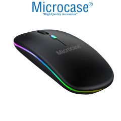 Microcase 1600 DPI Şarj Edilebilir 2.4 GHz RGB Işık Çift Modlu Bluetooth Mouse - AL2767 Siyah