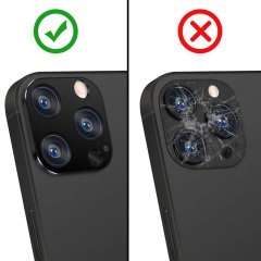 Microcase iPhone 13 Pro Kamera Camı Lens Koruyucu Metal Çerçeveli Kapalı Tasarım Tempered - Siyah