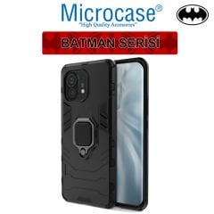 Microcase Xiaomi Mi 11 Batman Serisi Yüzük Standlı Armor Kılıf - Siyah