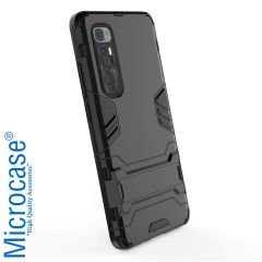Microcase Xiaomi Mi 10S Alfa Armor Standlı Perfect Koruma Kılıf - Siyah