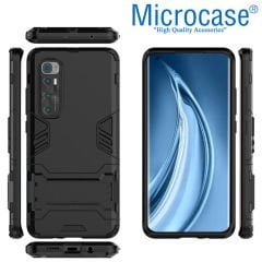 Microcase Xiaomi Mi 10S Alfa Armor Standlı Perfect Koruma Kılıf - Siyah