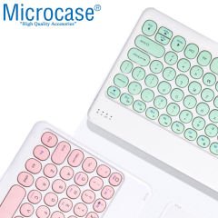 Microcase Tablet ve Telefonlar için Şarjlı Yuvarlak Tuşlu Bluetooth Klavye - AL2768 Siyah
