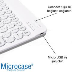 Microcase Tablet ve Telefonlar için Şarjlı Yuvarlak Tuşlu Bluetooth Klavye - AL2768 Siyah