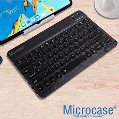 Microcase Tablet ve Telefonlar için Şarjlı Yuvarlak Tuşlu Bluetooth Klavye - AL2768 Siyah