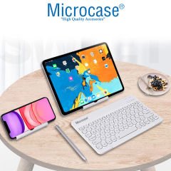 Microcase Tablet ve Telefonlar için Şarjlı Yuvarlak Tuşlu Bluetooth Klavye - AL2768 Siyah