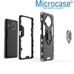 Microcase Xiaomi Mi 10i Batman Serisi Yüzük Standlı Armor Kılıf - Siyah