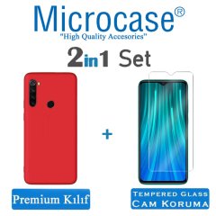 Microcase Xiaomi Redmi Note 8 Premium Matte Silikon Kılıf + Tempered Glass Cam Koruma
