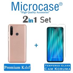 Microcase Xiaomi Redmi Note 8 Premium Matte Silikon Kılıf + Tempered Glass Cam Koruma