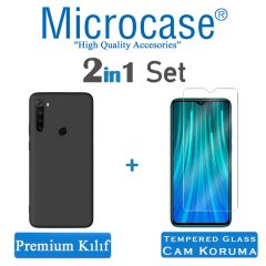Microcase Xiaomi Redmi Note 8 Premium Matte Silikon Kılıf + Tempered Glass Cam Koruma