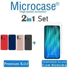 Microcase Xiaomi Redmi Note 8 Premium Matte Silikon Kılıf + Tempered Glass Cam Koruma