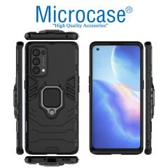 Microcase Oppo Reno 5 (5G) Batman Serisi Yüzük Standlı Armor Kılıf - Siyah