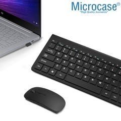 Microcase 2.4 GHz Wireless Kablosuz Slim Klavye ve Mouse Seti + Türkçe Klavye Etiketi - AL2770 Siyah