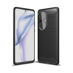 Microcase Huawei P50 Pro Brushed Carbon Fiber Silikon Kılıf - Siyah