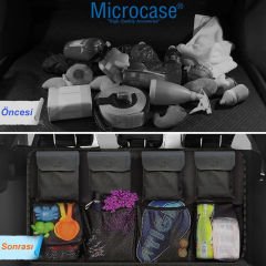 Microcase Araç Bagaj Düzenleyici 8 Cepli Organizer+ Eşya Düzenleyici Keçe Çanta + Ön Arka Panel Numaratör AL4530