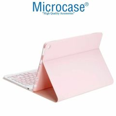 Microcase Samsung Galaxy Tab A9 Plus LTE SM-X218 11'' Tablet ile uyumlu Bluetooth Klavye ve Mouse + Standlı Kılıf - BKK6 Pembe