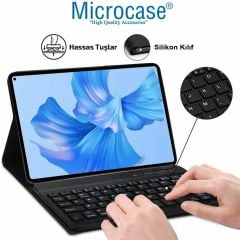 Microcase Samsung Galaxy Tab A9 Plus LTE SM-X218 11'' Tablet ile uyumlu Bluetooth Klavye ve Mouse + Standlı Kılıf - BKK6 Pembe