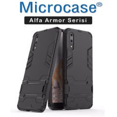 Huawei P20 Alfa Armor Kılıf + Tam Kaplayan Cam