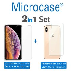 Microcase iPhone XS Max Ön Arka Kaplama Tempered Glass Cam Koruma
