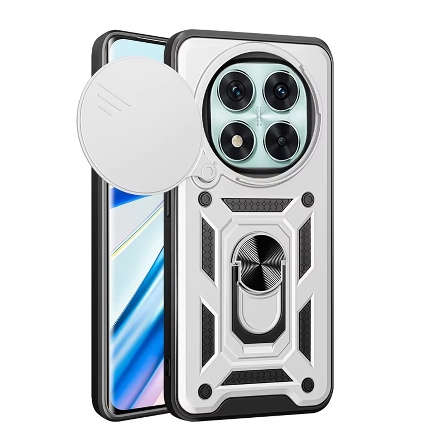 Microcase Xiaomi Redmi Note 14 Pro Plus QUBEC Serisi Kamera Kapaklı Yüzük Standlı Kılıf-AL5117