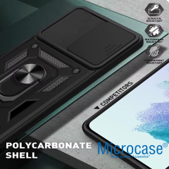 Microcase Xiaomi Redmi Note 14 Pro Plus QUBEC Serisi Kamera Kapaklı Yüzük Standlı Kılıf-AL5117