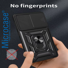 Microcase Xiaomi Redmi Note 14 Pro Plus QUBEC Serisi Kamera Kapaklı Yüzük Standlı Kılıf-AL5117