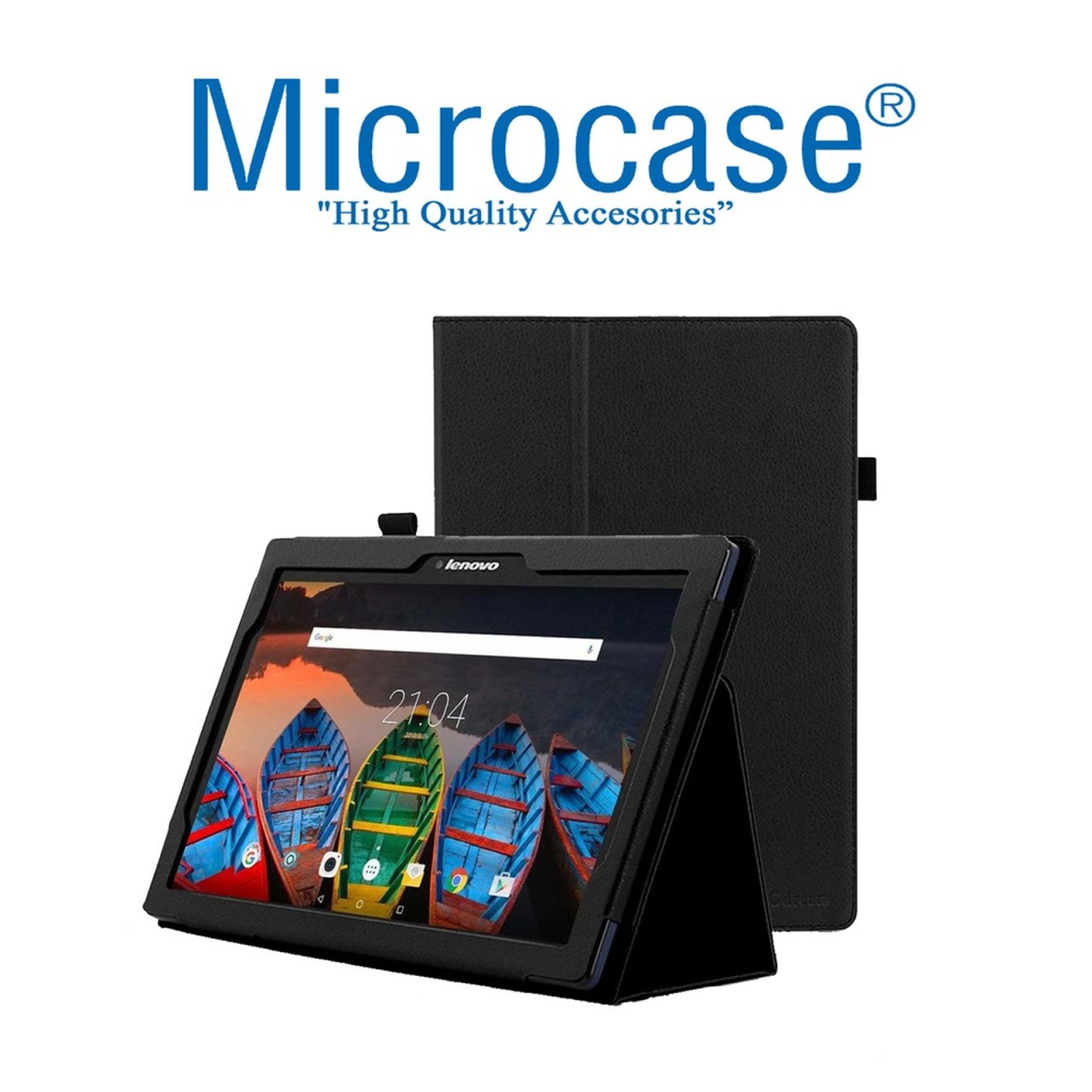 Lenovo TAB 2 A10-70 Tablet Standlı Deri Kılıf Book Case Siyah